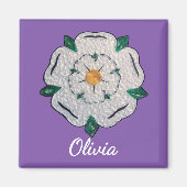 Naam, Paper Quilled Yorkshire White Rose 2-in Magneet (Voorkant)