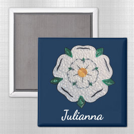 Naam, Paper Quilled Yorkshire White Rose 2-in Magneet