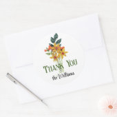 Naam, Papier Gewatteerde Bloemen, Dank u, 3-in Ronde Sticker (Envelop)