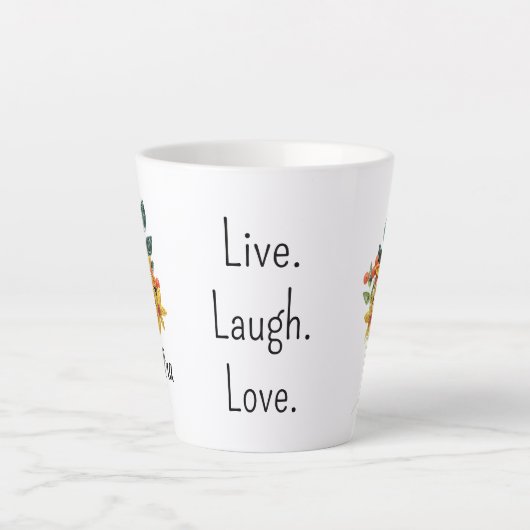 Naam, Papier Gewatteerde Bloemen Positieve woorden Latte Mok (Voorkant)