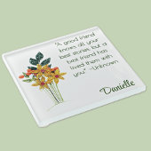 Naam, Papier Quilled Flowers, Vriendschap Quote Glazen Onderzetter