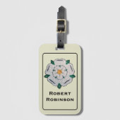 Naam, Papier Quilled Yorkshire White Rose Bagagelabel (Voorkant (verticaal))