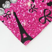 naam paris eiffel tower neon hot roze glitter fleece deken (Hoek)