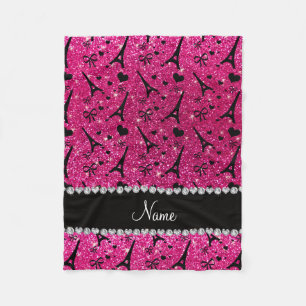 naam paris eiffel tower neon hot roze glitter fleece deken