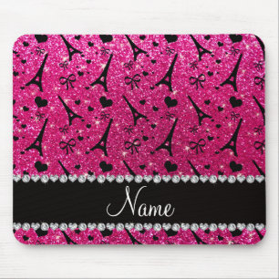 naam paris eiffel tower neon hot roze glitter muismat