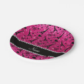 naam paris eiffel tower neon hot roze glitter papieren bordje (Gekanteld)