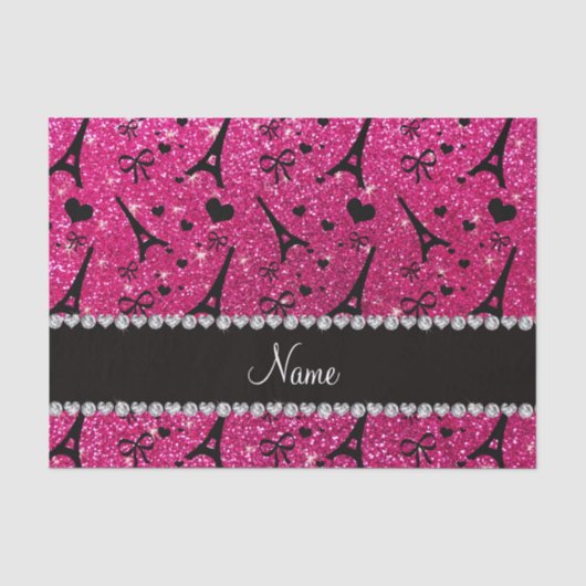 naam paris eiffel tower neon hot roze glitter tissuepapier (Voorkant)