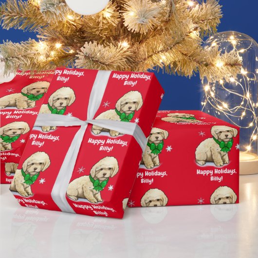 Naam Pas de Poodle Puppy in de Kerstak aan Cadeaupapier (Feestdagen)
