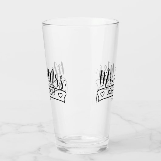 Naam Pas getrouwd Banner Mr & Mrs ID668 Glas (Links)