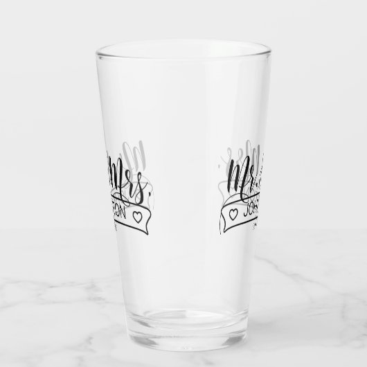 Naam Pas getrouwd Banner Mr & Mrs ID668 Glas (Rechts)