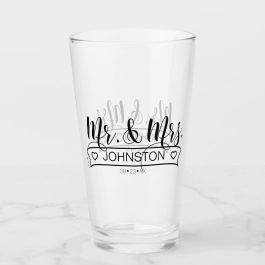 Naam Pas getrouwd Banner Mr & Mrs ID668 Glas (Voorkant)