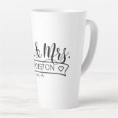 Naam Pas getrouwd Banner Mr & Mrs ID668 Latte Mok (Rechterhoek)