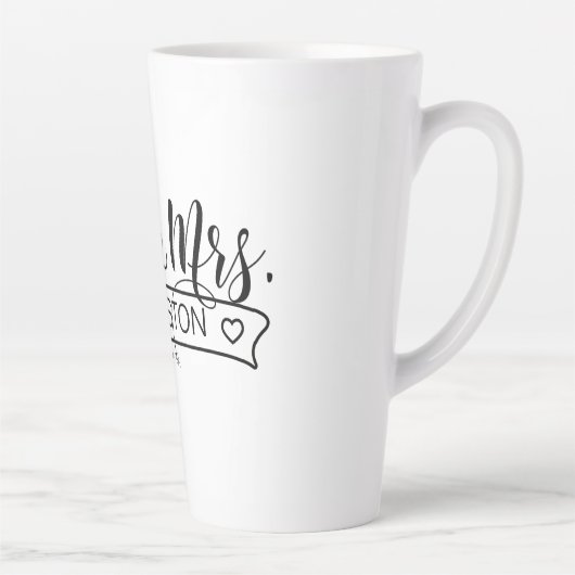 Naam Pas getrouwd Banner Mr & Mrs ID668 Latte Mok (Rechts)