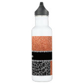 Naam pastel oranje glitter zwarte leopard waterfles  (Rechts)