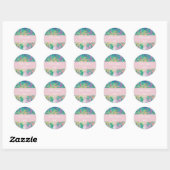 naam pastel roze bloemwaterverf ronde sticker (Vel)