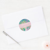 naam pastel roze bloemwaterverf ronde sticker (Envelop)