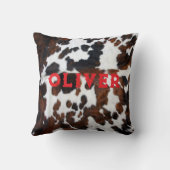 Naam Patchwork Cowhide Print Western Rustic Rood Kussen (Achterkant)