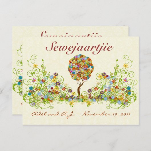 Naam patchwork Flower Love in plaats van number Briefkaart (Voorkant / Achterkant)