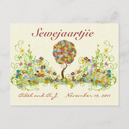 Naam patchwork Flower Love in plaats van number Briefkaart (Achterkant)