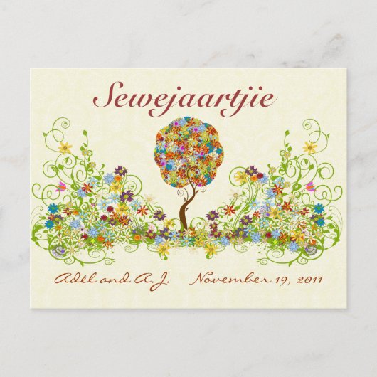 Naam patchwork Flower Love in plaats van number Briefkaart (Voorkant)