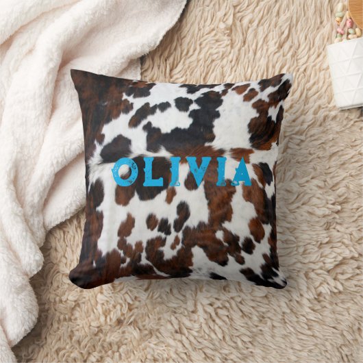 Naam Patchwork Koeienhuid Print Western Rustiek Bl Kussen (Deken)