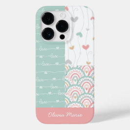  naam Patchwork Love Hearts Rainbows Case-Mate iPhone 14 Pro Hoesje