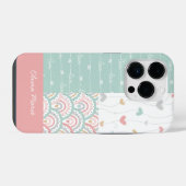 naam Patchwork Love Hearts Rainbows iPhone Hoesje (Achterkant horizontaal)