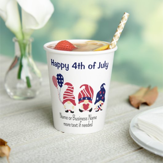 Naam, Patriottische Gnomes Stars & Stripes 8oz Par Papieren Bekers (Insitu)