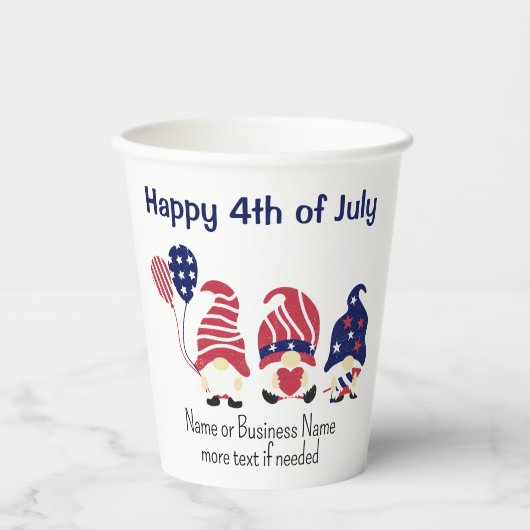 Naam, Patriottische Gnomes Stars & Stripes 8oz Par Papieren Bekers (Voorkant)