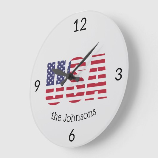 Naam, Patriottische USA Vlag 10.75-in Grote Klok (Hoek)