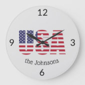 Naam, Patriottische USA Vlag 10.75-in Grote Klok (Voorkant)