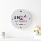 Naam, Patriottische USA Vlag 10.75-in Grote Klok (Huis)