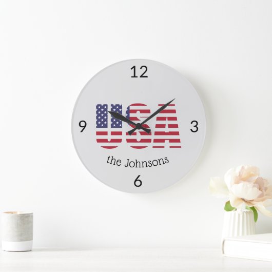 Naam, Patriottische USA Vlag 10.75-in Grote Klok (Huis)