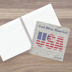 Naam, Patriottische USA Vlag 8.5x8.5 Notitieboek