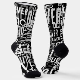 Naam Patroon Black Crew Sokken