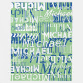 Naam Patroon Sage Typografie Gestempelde Allover Fleece Deken (Voorkant)