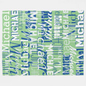 Naam Patroon Sage Typografie Gestempelde Allover Fleece Deken (Voorkant (Horizontaal))