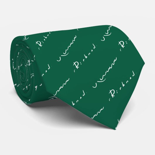 Naam Patroon Zwart en Wit Necktie Stropdas (Opgerold)