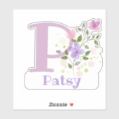 Naam Patsy & Initiaal met Floral Design Sticker (Vel)