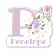 Naam Penelope plus Initiaal met Bloemendesign
