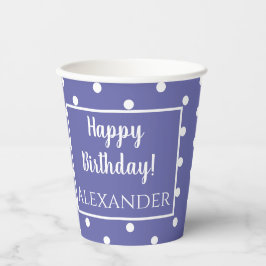 Naam Periwinkle Modern Polka Dots Birthday Papieren Bekers