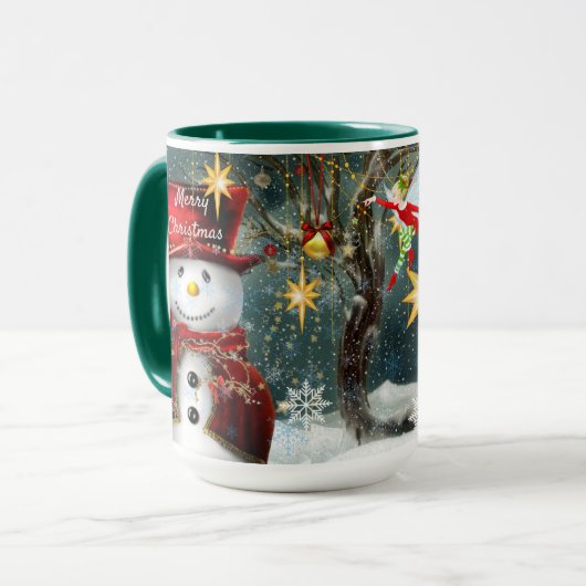 Naam Personaliseer Kerstcadeau Leuke Sneeuwman Mok (Voorkant links)