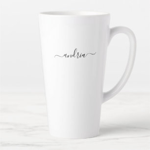 Naam personaliseren in zwart script latte mok