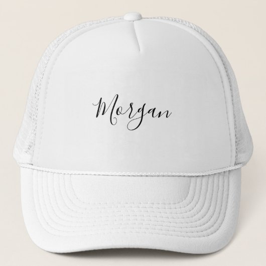 Naam personaliseren in zwart script trucker pet (Voorkant)