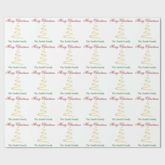 Naam personaliseren Modern kerstboompapier Cadeaupapier (Vlak)