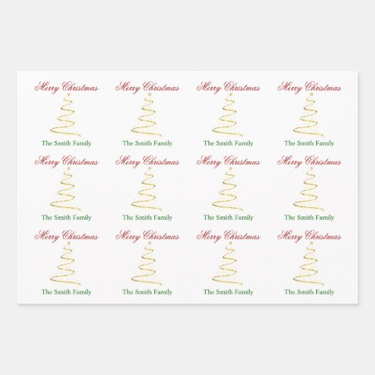 Naam personaliseren Modern kerstboompapier Inpakpapier Vel (Voorkant 2)