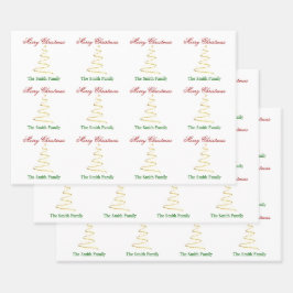 Naam personaliseren Modern kerstboompapier Inpakpapier Vel