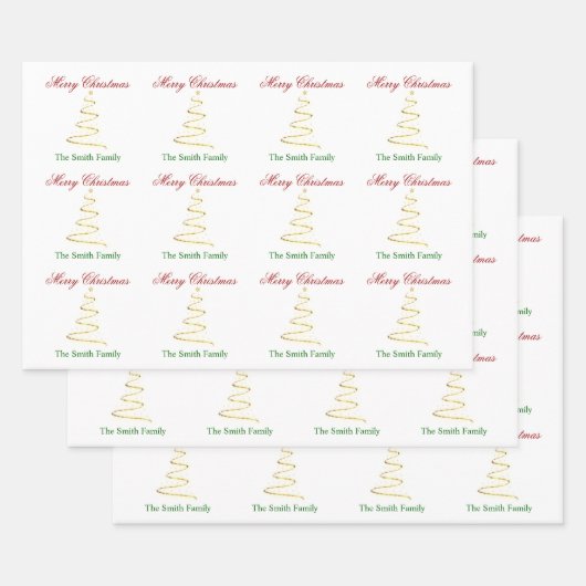 Naam personaliseren Modern kerstboompapier Inpakpapier Vel (Set)