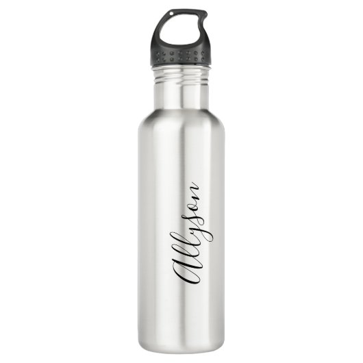 Naam personaliseren, tekst voor zwart script, vert waterfles  (Voorkant)