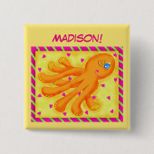 Naam Persoonlijke Whimsy Octopus Name Badge Vierkante Button 5,1 Cm (Voorkant)